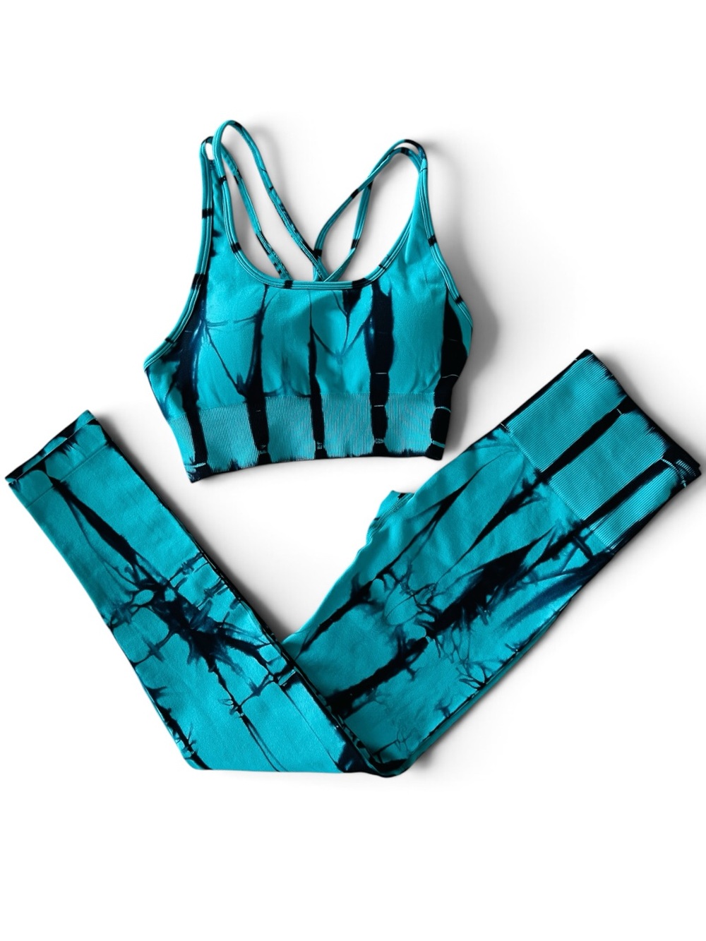 Tie-Dye Seamless Sports Bra & Legging Set - Teal